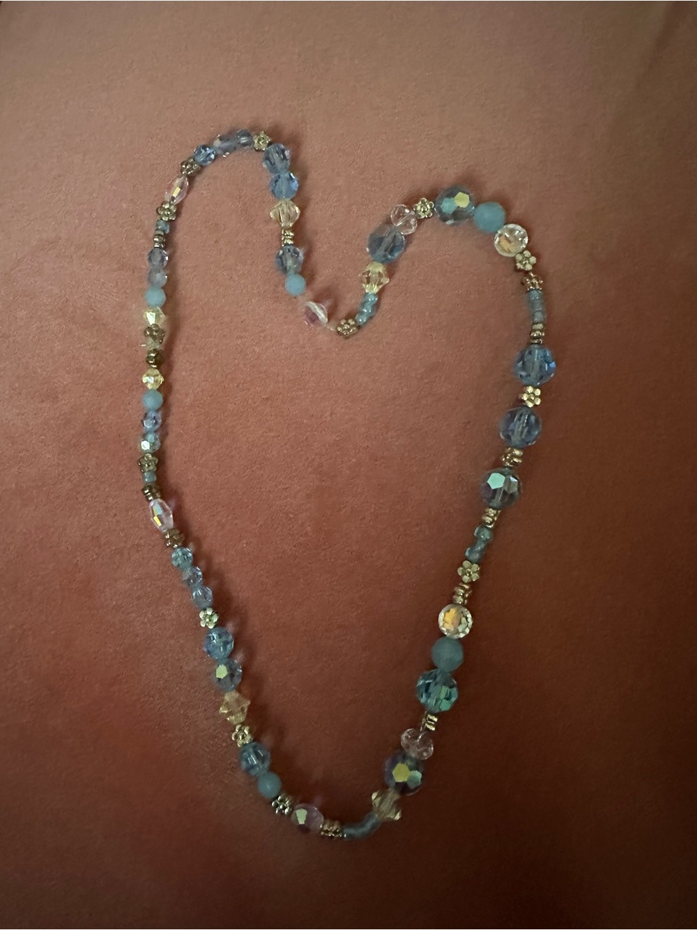 Blue Crystal Beaded Necklace - Elegant Women's Jewelry